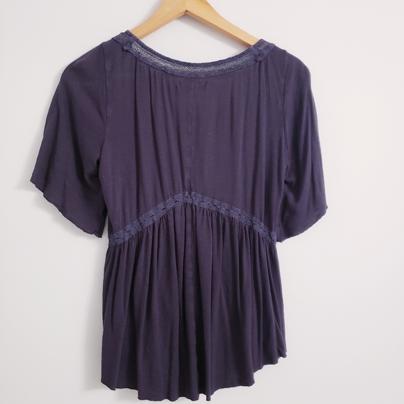 American Eagle Navy Blue Lace Embellished Top - Picture 3 of 3